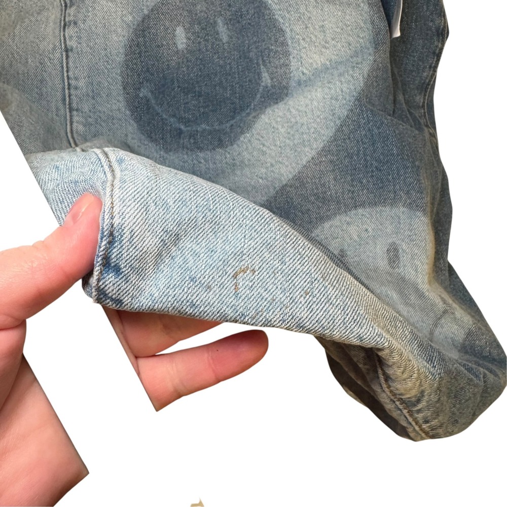 American Eagle Denim Tote Bag OS Blue Yin Yang Smiley Face Retro Boho Streetwear - Picture 8 of 8